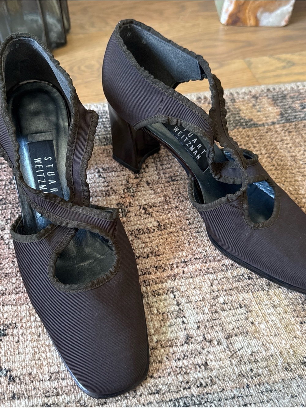 Vintage Stuart Weitzman Dark Brown Sculpted Mary Jane Heels